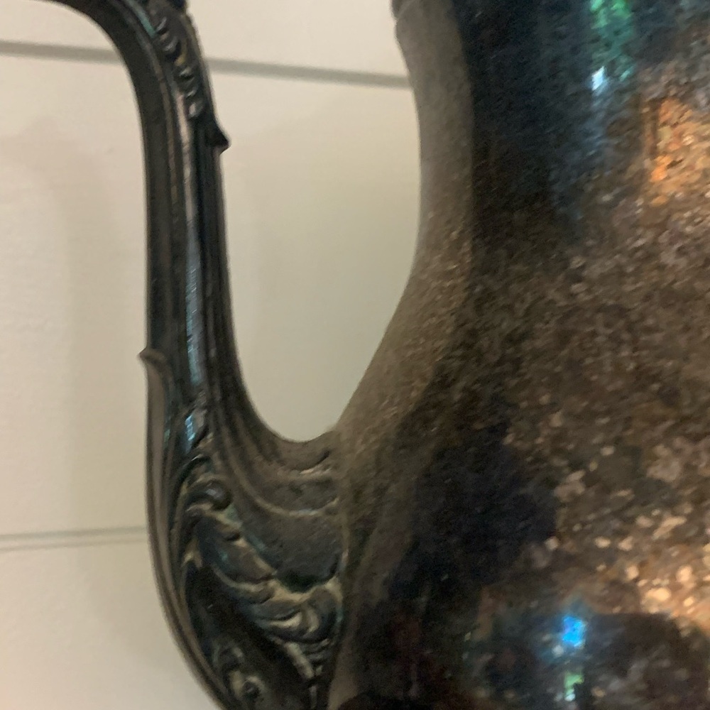 LS Co. Tea / Coffee Pot Silverplated 9" Tall- Uncleaned Patina!! - Picture 10 of 16